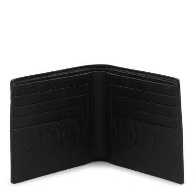 Shop Ferragamo Black Leather Gancini Wallet