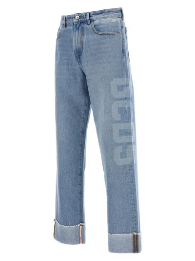 Shop Gcds Logo Jeans In Blue