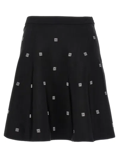 Shop Givenchy All Over Logo Skirt In White/black
