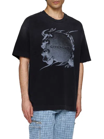 Shop Givenchy Printed Cotton T-shirt In Black