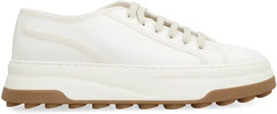 Shop Gucci Fabric Low-top Sneakers In White