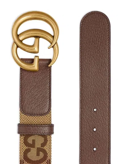 Shop Gucci Gg Marmont Buckle Leather Belt In Camel
