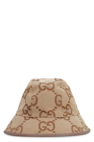 Shop Gucci Jumbo Gg Bucket Hat In Camel