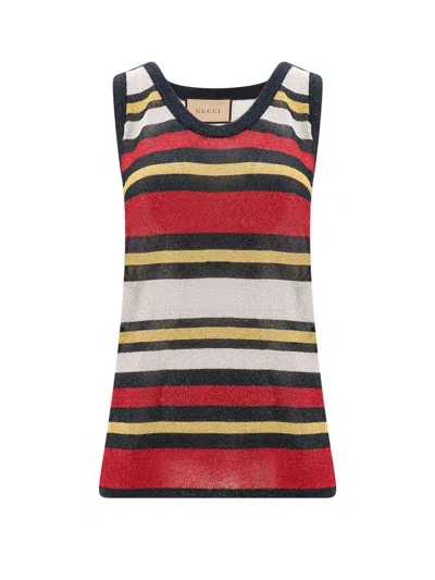 Shop Gucci Striped Sleeveless Top In Blue