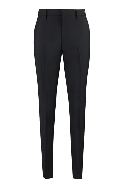Shop Gucci Wool Blend Trousers In Black