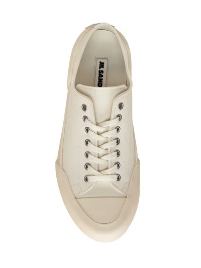 Jil Sander White Sneakers With Breathable Cotton Upper In White