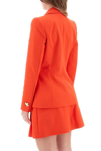 Moschino Heart-button Double-breasted Blazer In Red