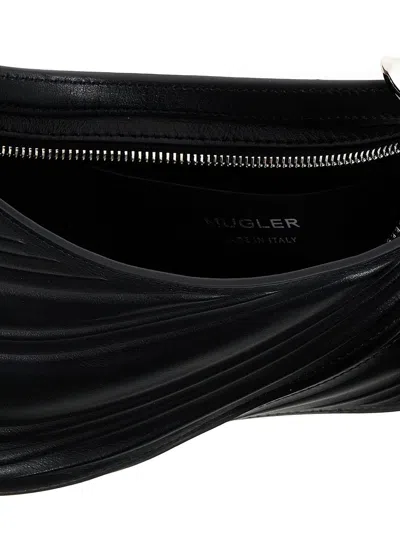 Mugler Medium Spiral Curve 01 Embossed Crossbody Bag In Black