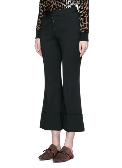 Shop Stella Mccartney Flared Cuff Cropped Wool Crepe Pants