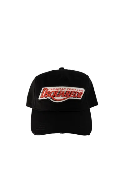 Shop Dsquared2 Logo Hat With Visor In Black/red