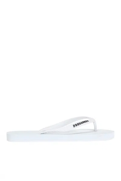 Shop Dsquared2 Rubber Flip-flops In Bianco