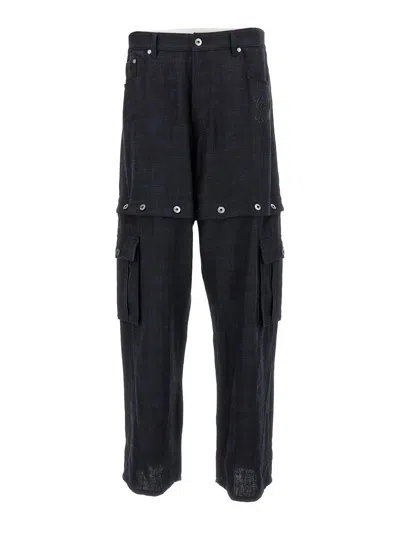 Shop Off-white 90slogo Linen But Cargo Pant In Blu