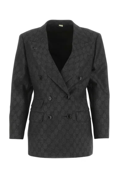 Shop Gucci Gg Jacquard Double-breasted Jacket In Default Title