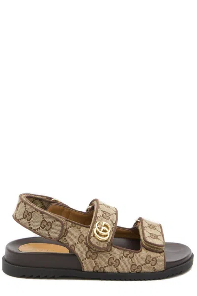 Shop Gucci Double G Sandals In Ebony