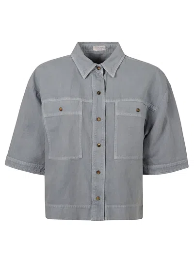 Shop Brunello Cucinelli Cotton Linen Shirt In Powder Blue
