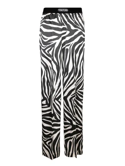 Shop Tom Ford Zebra Pajama Pants In White