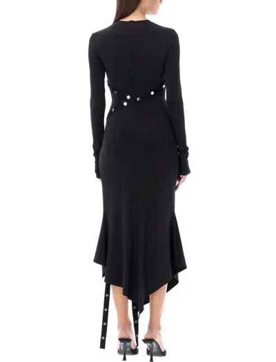 Shop Attico The  Midi Dress With Snaps In Black