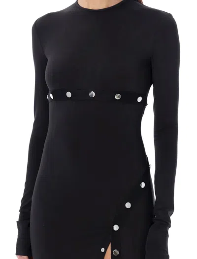 Shop Attico The  Midi Dress With Snaps In Black