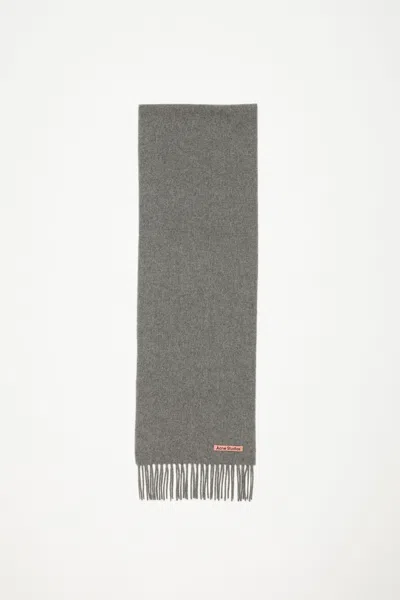 Shop Acne Studios Unisex Fringe Wool Scarf In Grey Melange