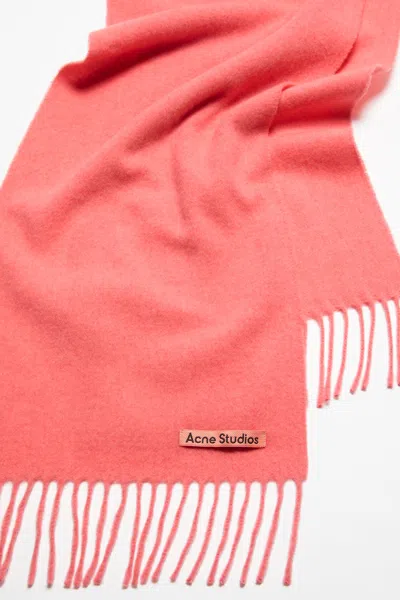 Shop Acne Studios Unisex Fringe Wool Scarf In Fluo Pink Melange
