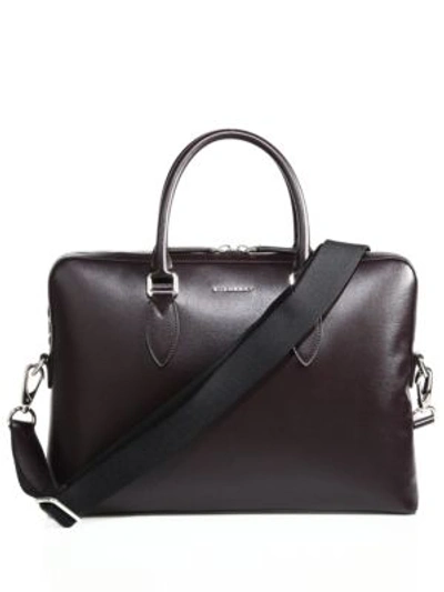 Shop Burberry Grained Leather Briefcase In Wine