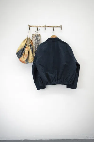 Shop Aviva Jifei Xue Collared Deck Jacket In Indigo Sumi
