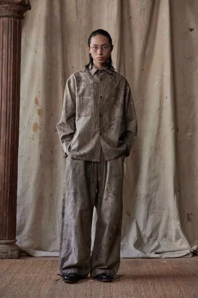 Shop Aviva Jifei Xue Stained Dye Soft Parachute Pants In Dark Fossilized