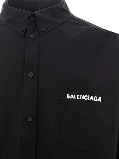 Shop Balenciaga Elegant Oversized Black Cotton Men's Shirt