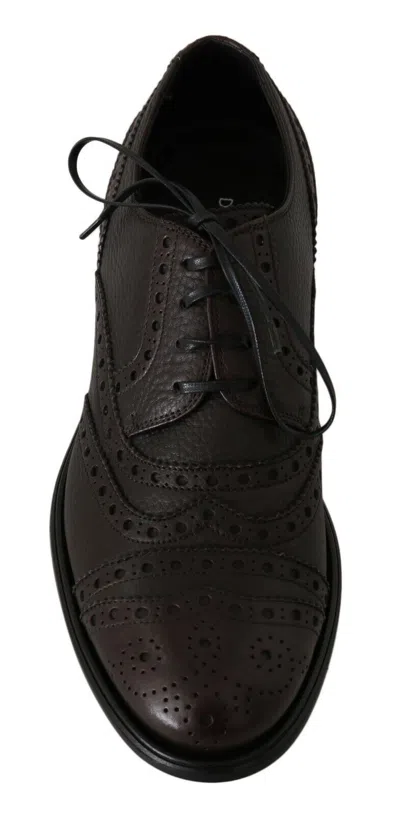 Shop Dolce & Gabbana Elegant Wingtip Derby Dress Men's Shoes In Brown