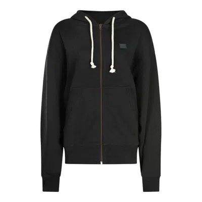 Shop Acne Studios Zip-up Drawstring Hooded Jacket In 900 Black