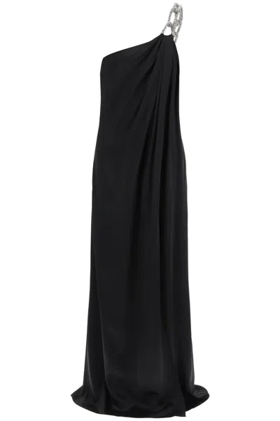 Shop Stella Mccartney One-shoulder Dress With Falabella Chain In Black (black)