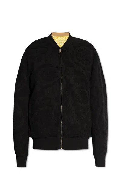 Shop Versace Reversible Bomber Jacket In Black