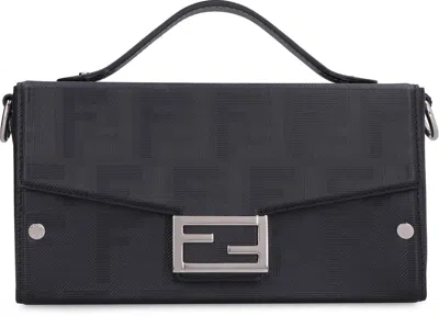 Shop Fendi Baguette Soft Trunk Crossbody Bag In Black