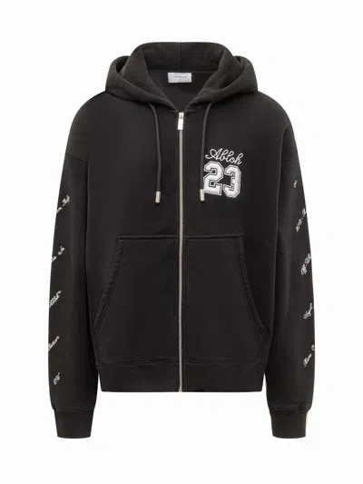 Shop Off-white Zip Hoodie With Logo 23 In Black White
