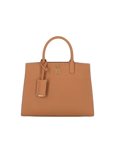 Shop Burberry Mini Frances Top Handle Bag In Brown