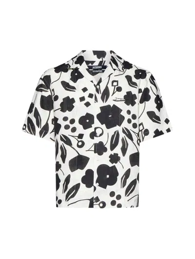 Shop Jacquemus Graphic Printed Short-sleeved Shirt In Bianco