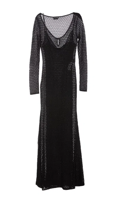 Shop Tom Ford Openwork Lurex Maxi Dress In Black