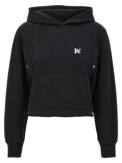 Shop Palm Angels Pa Buttons Hoodie In Black