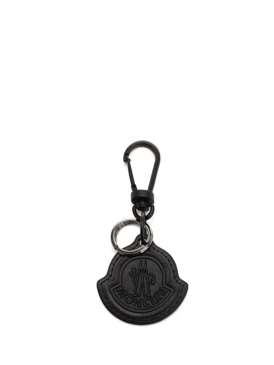 Shop Moncler Logo Detailed Keyring In Black