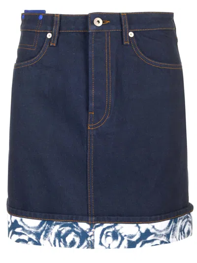 Shop Burberry Denim Mini Skirt In Blue