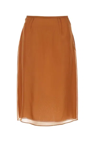 Shop Prada Double Layer Semi-sheer Midi Skirt In Default Title