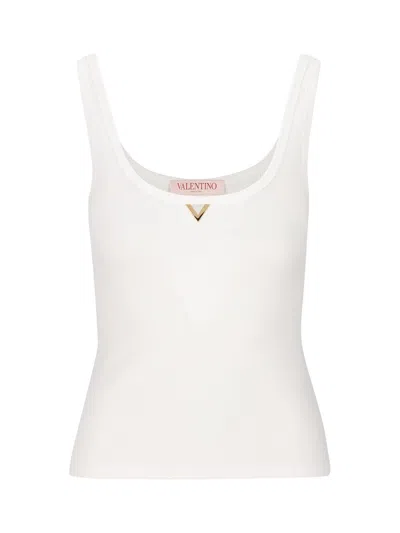 Shop Valentino Vgold Ribbed Sleeveless Tank Top In Default Title