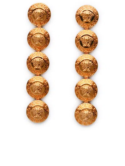 Shop Versace Tribute Medusa Gold Metal Pendant Earrings