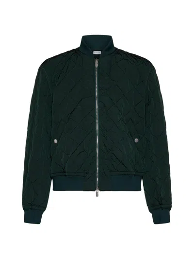 Shop Burberry Long Sleeved Quilted Zip-up Bomber Jacket In Ivy