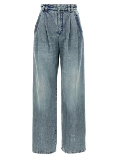 Shop Brunello Cucinelli Wide Leg Jeans Pences In Light Blue