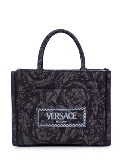 Shop Versace Athena Barocco Small Bag In Nero-oro