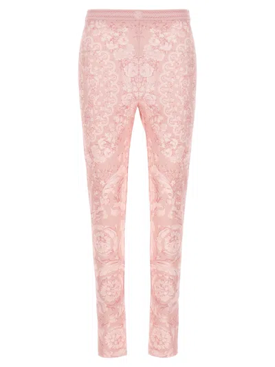 Shop Versace Barocco Leggings In Pale Pink