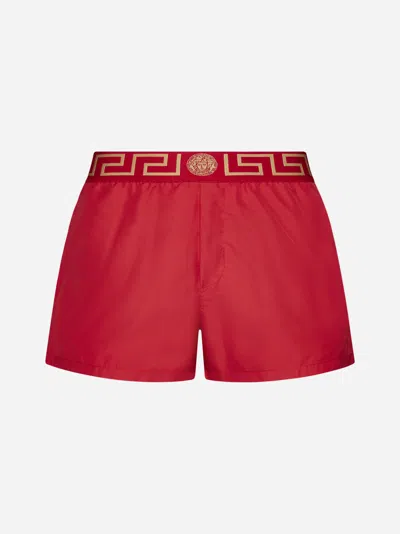 Shop Versace Swim Shorts In Red