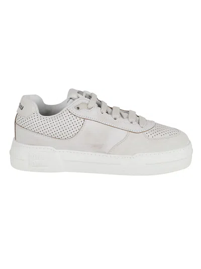Shop Miu Miu Platform Laced Sneakers In White