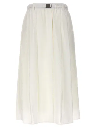 Shop Brunello Cucinelli Cotton Blend Midi Skirt In White